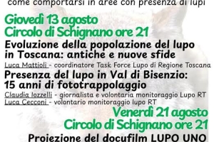 PARLIAMO DI LUPI - Circolo Schignano - 13 e 21/8/26 ore 21.00